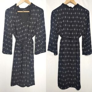 White House Black Market Black and White Long Sleeve Dress